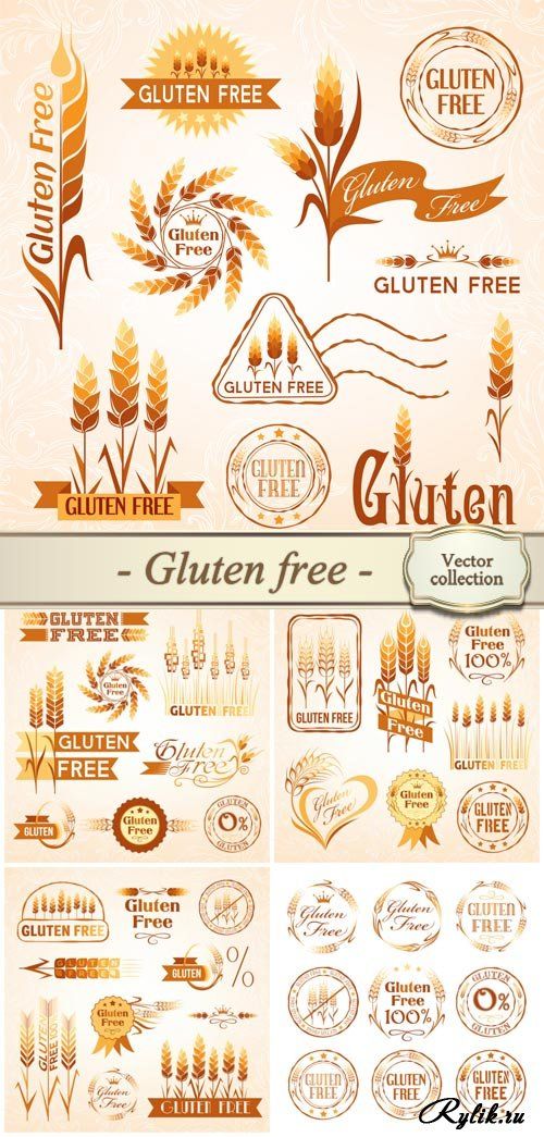 500x1045 Bez Gliutena, Vektornye Logotipy S Kolosiami. Gluten Free, Vector