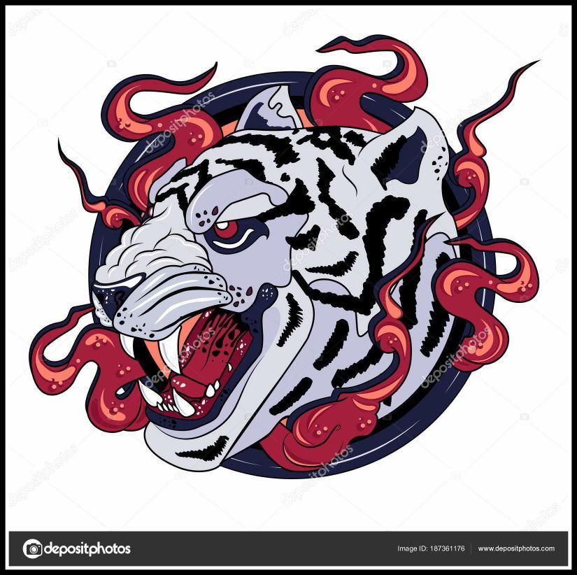 825x822 Marvelous White Tiger Print Logo U Stock Vector Rikitikitao Gmail