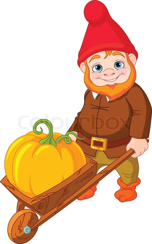 498x800 Garden Gnome With Wheelbarrow Stock Vector Colourbox