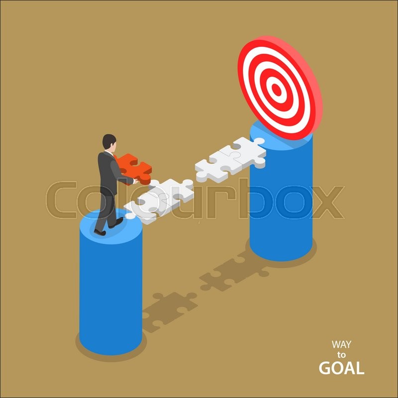 800x800 Way To The Goal Isometric Flat Vector Concept. Man In Suit Walks