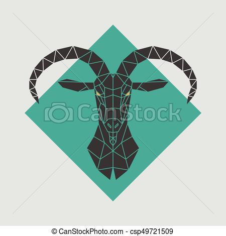 450x470 Mountain Goat Polygonal Head. Vector Illustration.