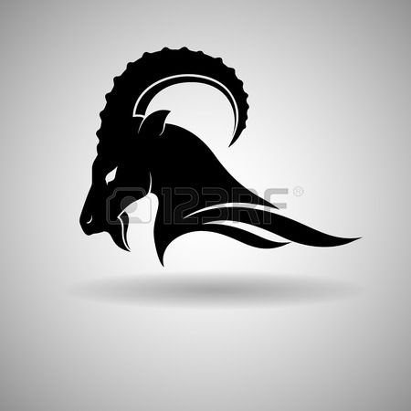 450x450 Black Goat Head Vector Design Dark Outline