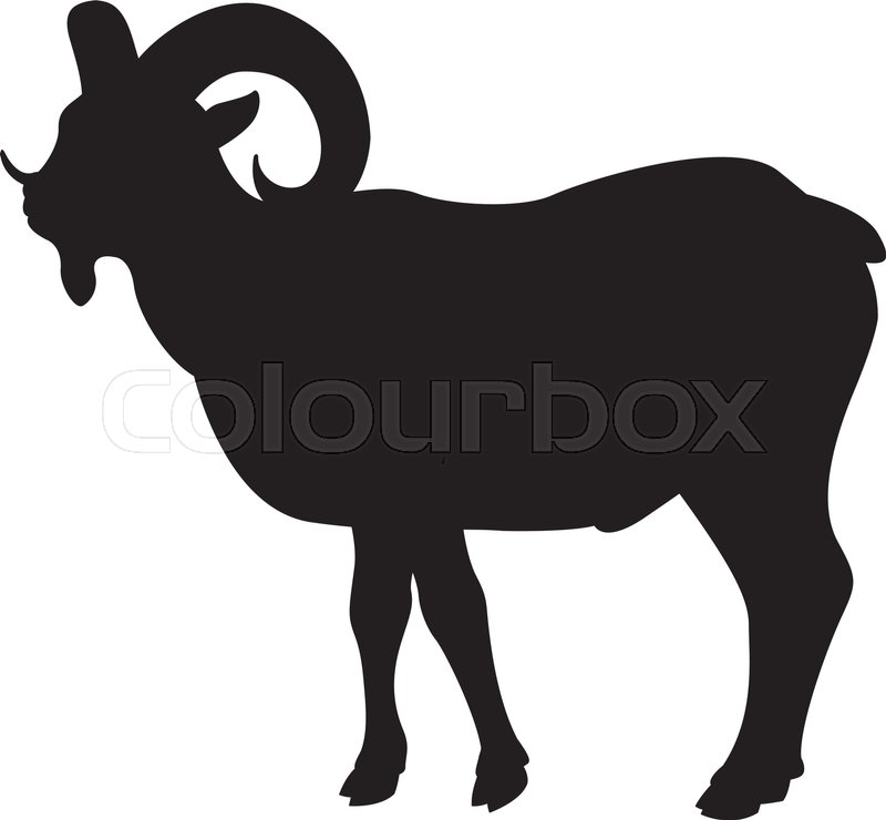800x740 Goat Vector Illustration Black Silhouette Side Stock Vector