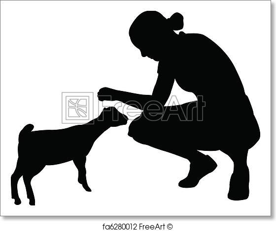 560x470 Free Art Print Of Girl With Little Goat. Girl With Little Goat