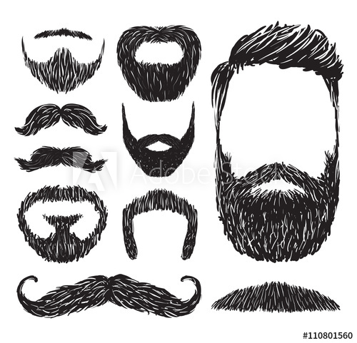 500x481 Set Of Mustache And Beard Silhouettes, Vector Illustration