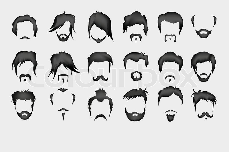 800x533 Vector Set. Hair, Mustache, Beard Men Retro Stock Vector Colourbox