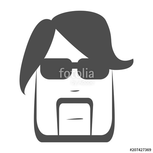 500x500 Brutal Hipster Face Silhouette With Sunglasses, Mustache And