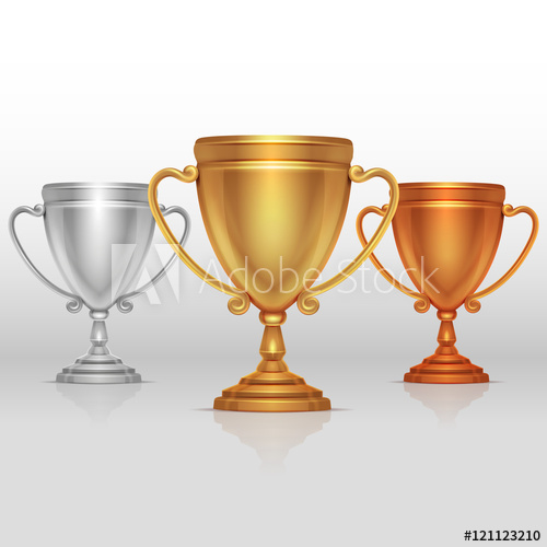 500x500 Gold, Silver And Bronze Winners Cup, Goblet Vector Set