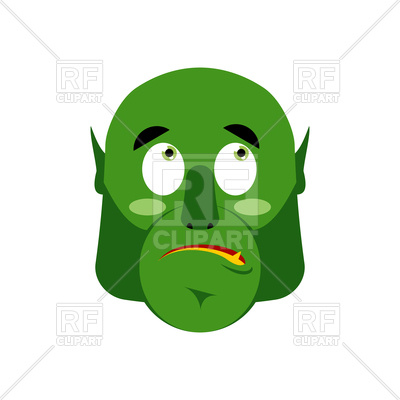 400x400 Ogre Surprised Emoji. Goblin. Green Monster Face. Vector Image