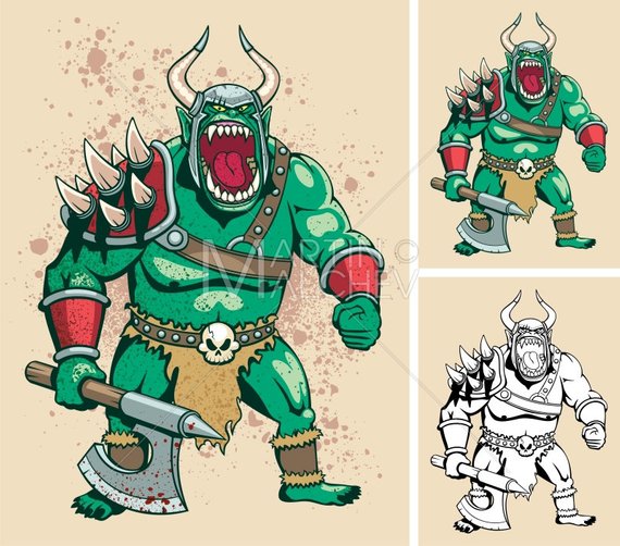 570x502 Orc Vector Cartoon Illustration. Ogre Goblin Troll Etsy