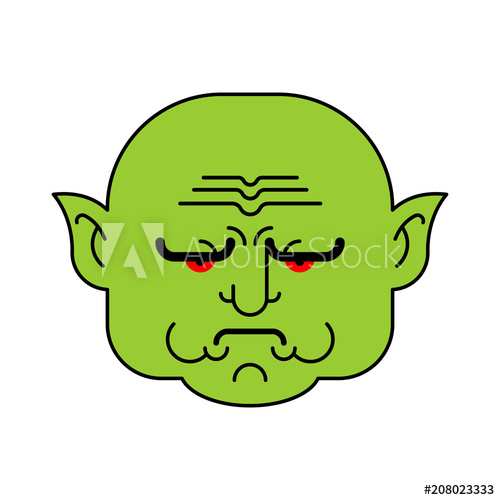 500x500 Goblin Grumpy Green Troll Face. Angry Org Head. Vector