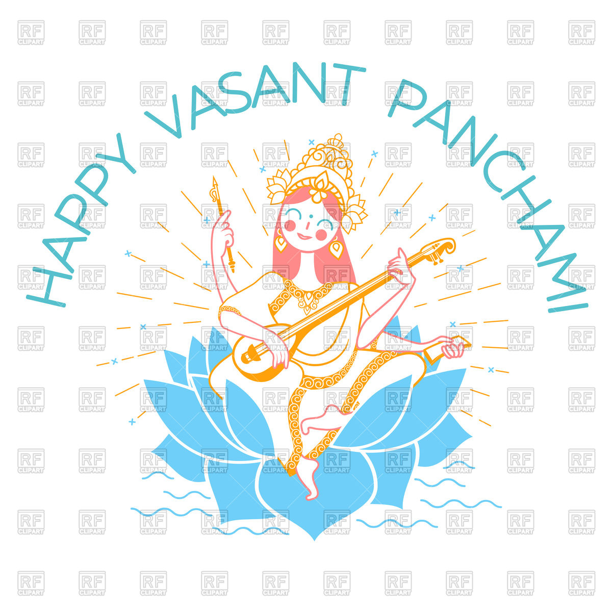 1200x1200 Happy Vasant Panchami Greeting Card, Goddess Vector Image Vector