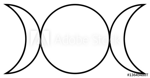 500x261 Religious Sign. Wicca And Neopaganism. Triple Goddess. Vector