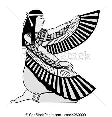 450x470 Vector Illustration Of Egyptian National Drawing. Goddess Isis.