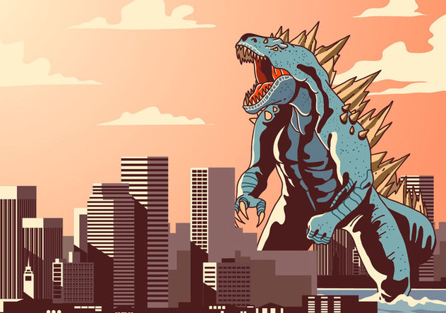 632x443 Godzilla In Town Vector Free Vector Download 399119 Cannypic