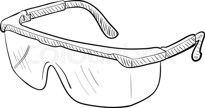 800x423 Hand Drawn Vector Drawing Of A Pair Of Safety Goggles. Stock