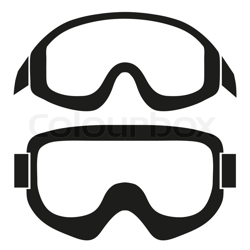800x800 Silhouette Symbol Of Classic Snowboard Ski Goggles. Simple Vector