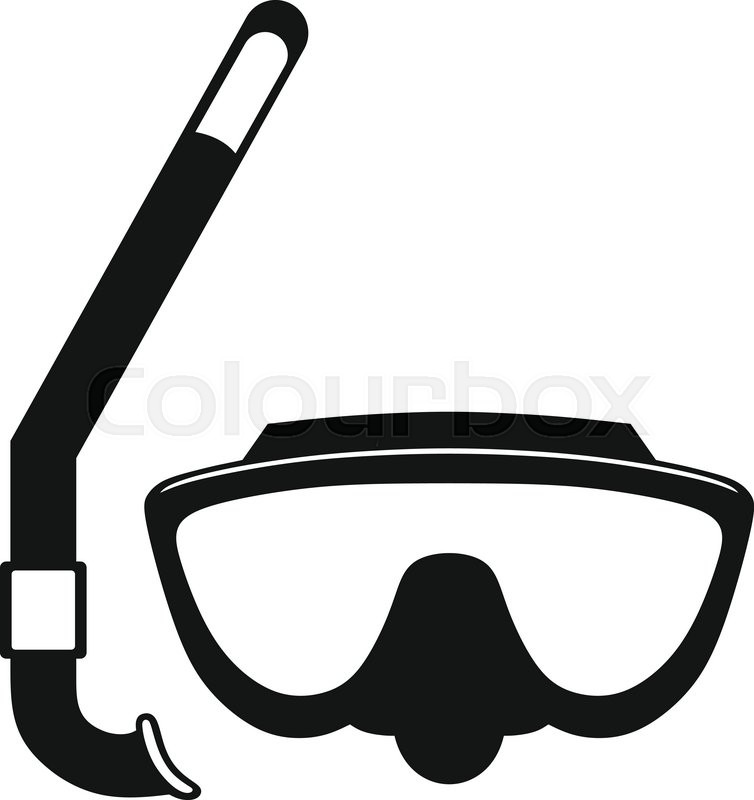 754x800 Diving Goggles With Snorkel. Isolated On White Background. Vector