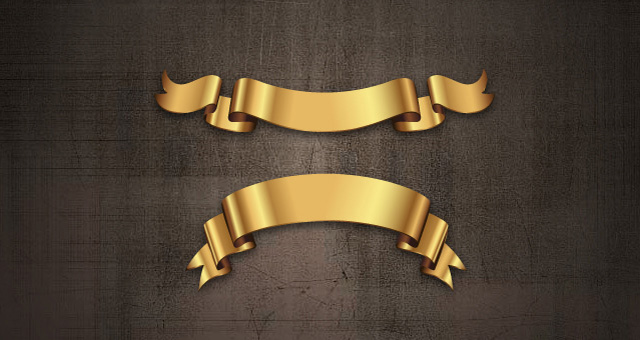 640x340 Golden Decorative Vector Ribbons Set Decorative Vectors Pixeden