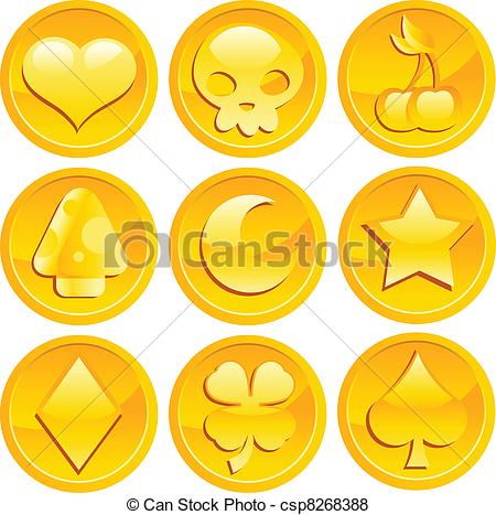 450x467 Game Gold Coins. Vector Set Of Fun Golden Game Coins.
