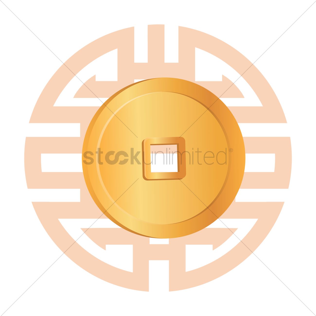 1300x1300 Chinese Gold Coin Vector Image