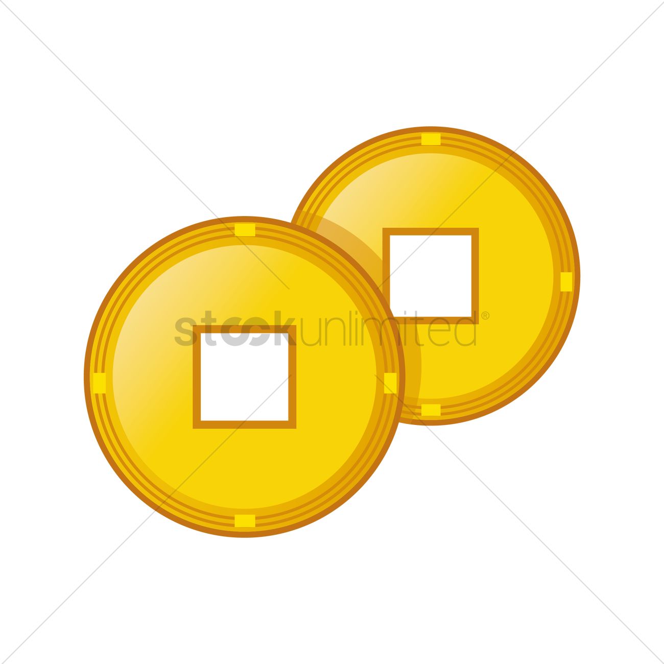 1300x1300 Chinese Gold Coins Vector Image