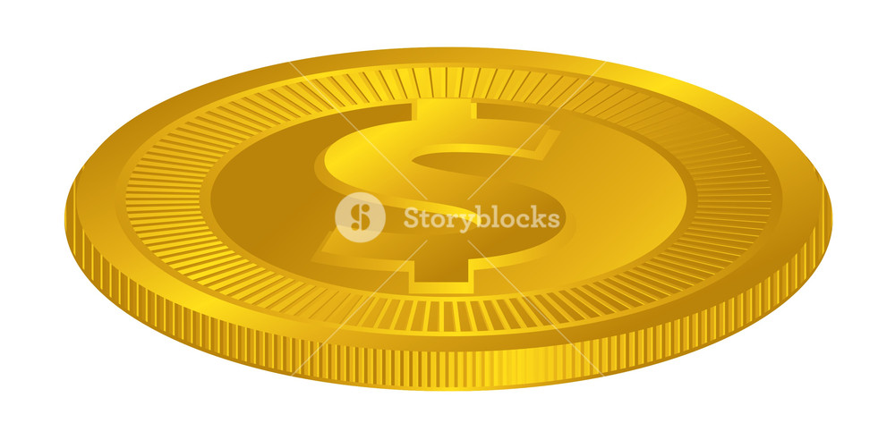 1000x492 Dollar Symbol Gold Coin Vector Royalty Free Stock Image