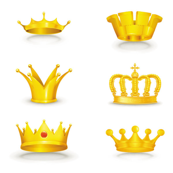 600x600 Set Of Gold Color Crown Vector 04 Free Download