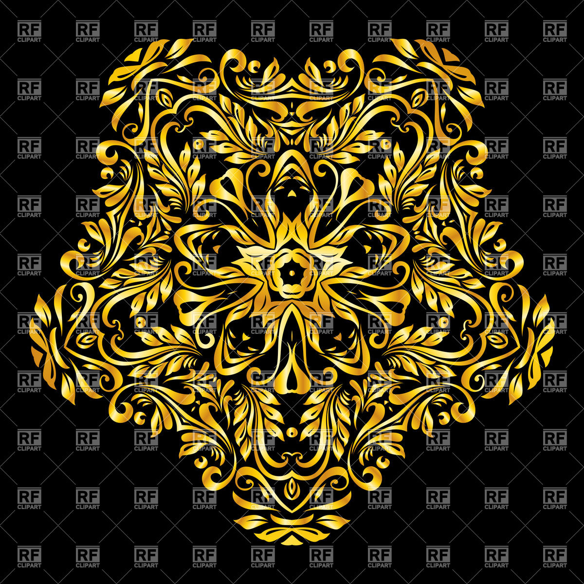 1200x1200 Golden Design Element On Black Background Vector Image Vector