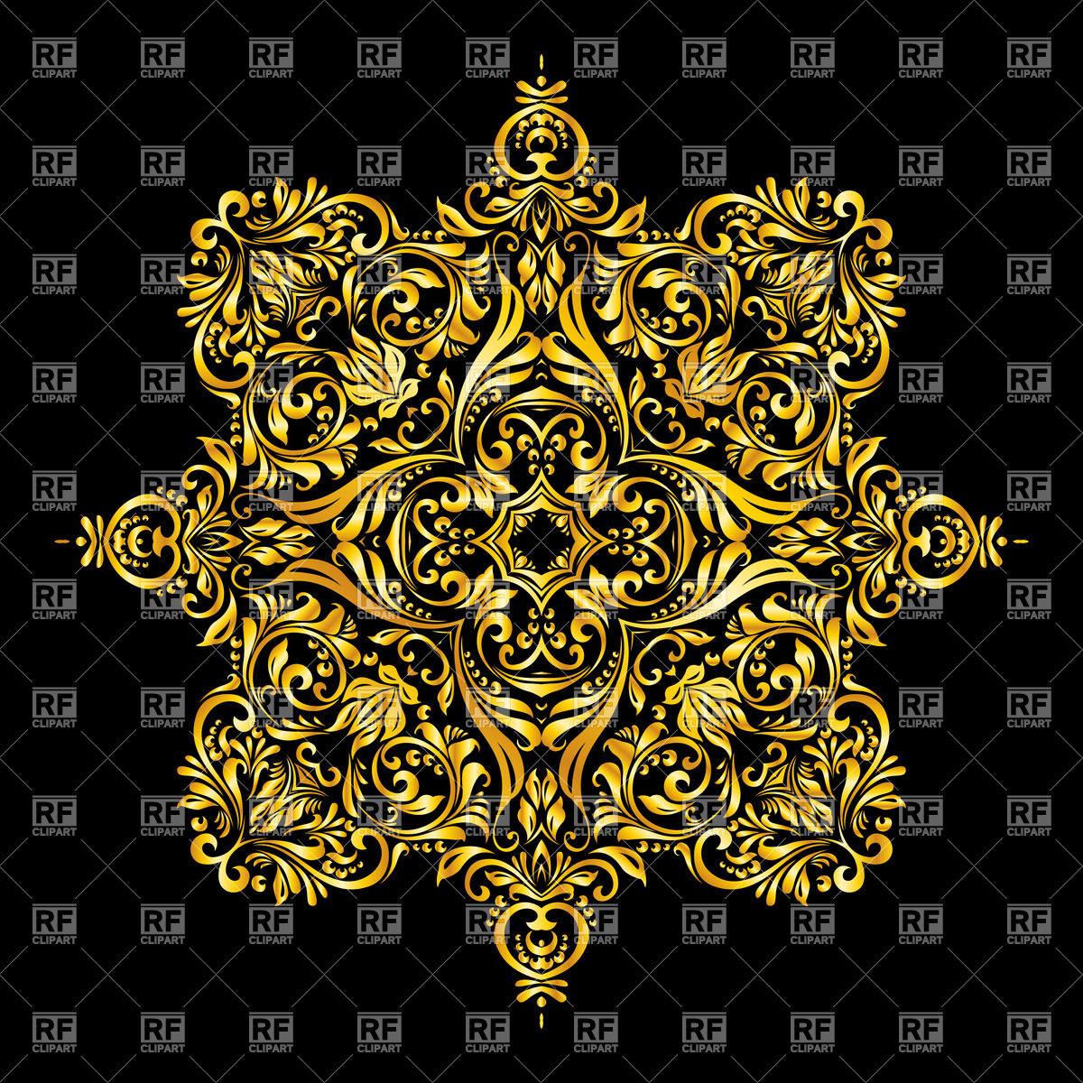 1200x1200 Ornate Vintage Design Element In Gold Vector Image Vector