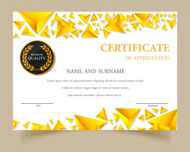 626x501 Certificate Template Gold Design Vector Free Download
