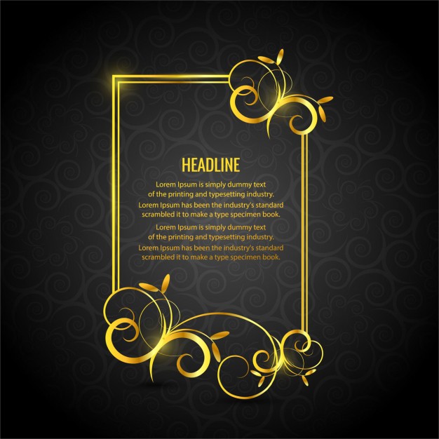 626x626 Gold Floral Frame On A Black Background Vector Free Download