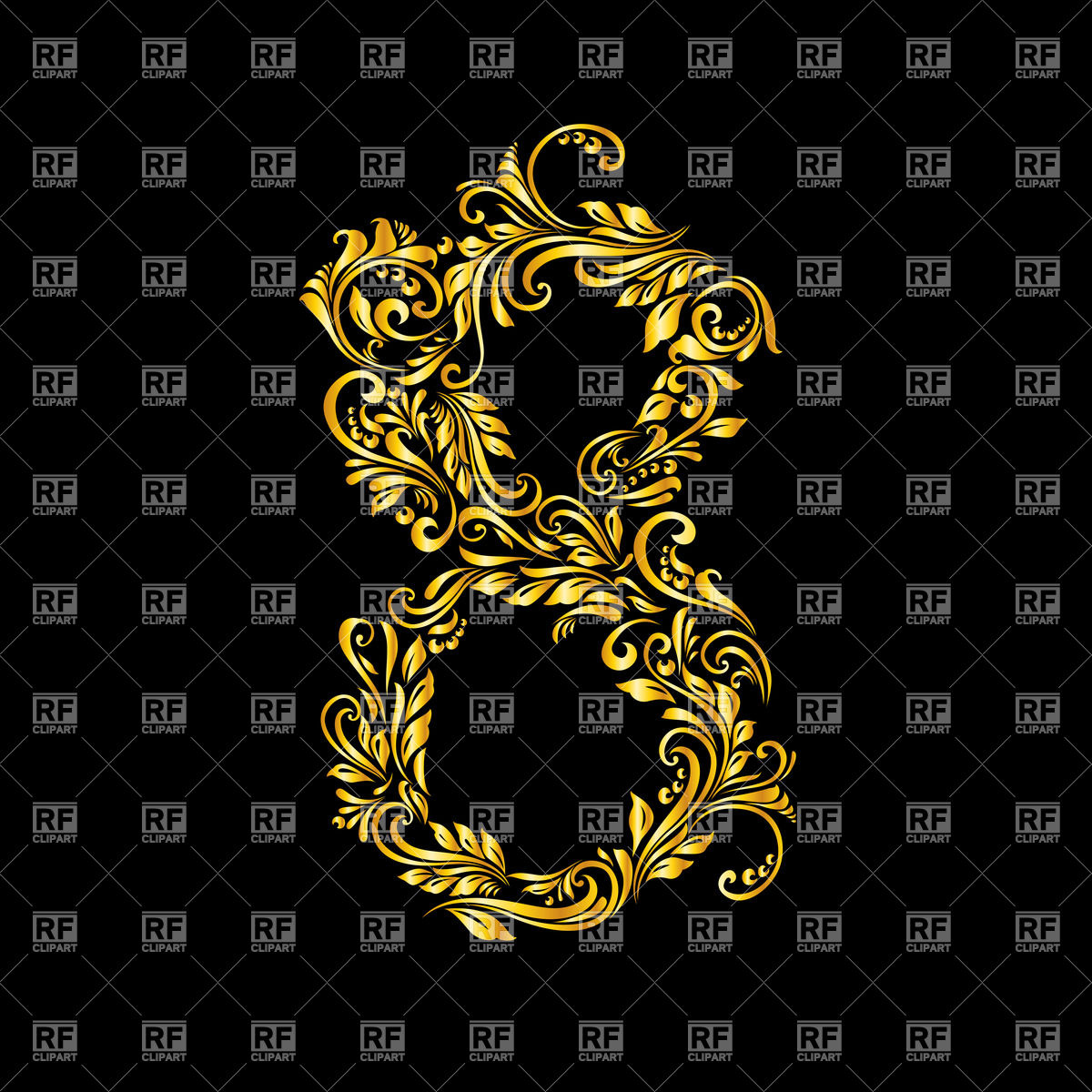 1200x1200 Ornate Golden Floral Font