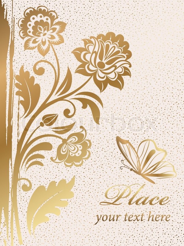 600x800 Gold Decorative Floral Background Colorful Vector Illustration