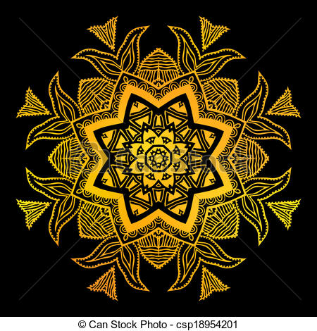 450x470 Gold Flower Over Black Background, Vector Illustration.