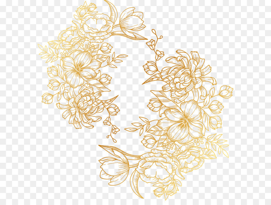 900x680 Vector Painted Golden Flowers Png Download