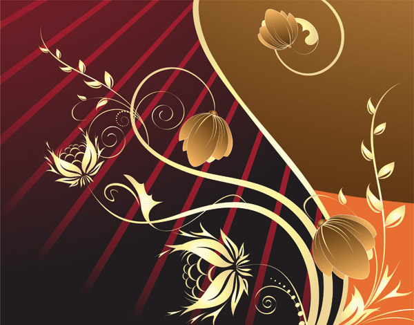 600x470 European Gold Flower Pattern Vector Free Vector 4vector