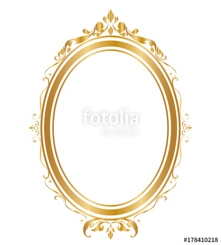 450x500 Oval Frame And Borders Golden Frame On White Background, Thai