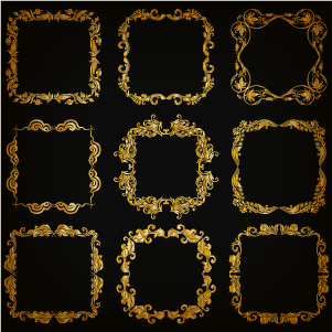 301x301 Royal Golden Frame Vectors Set 07 Free Download