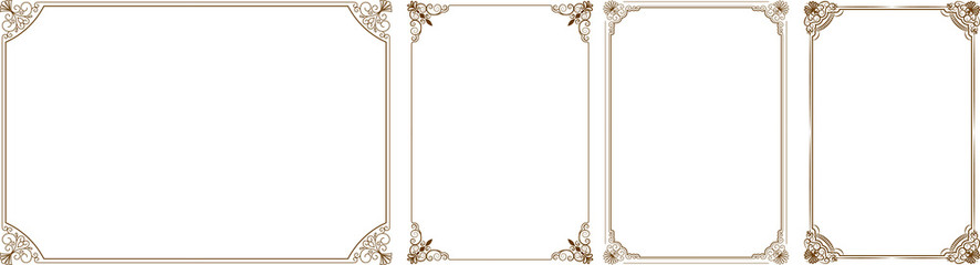 886x240 Gold Frame, Vector Set Of Gold Decorative Horizontal Floral
