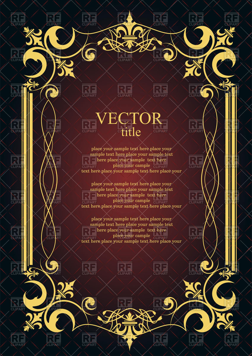 849x1200 Ornate Gold Frame With Elegant Ornament Vector Image Vector
