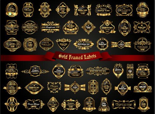 508x376 Digital Luxury Gold Frame Labels Vector Frame