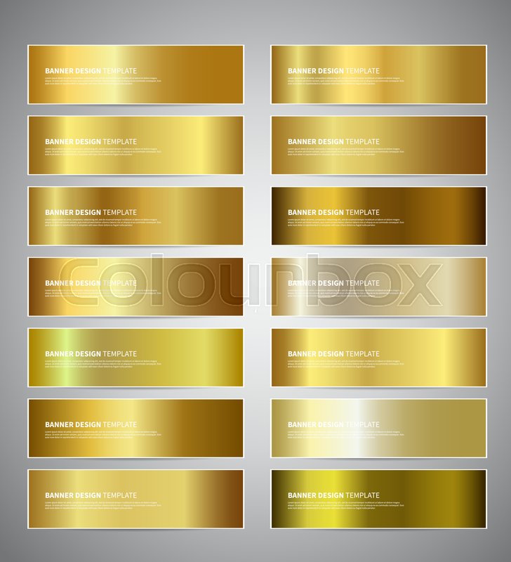 728x800 Set Of Gold Gradient Vector Banners Templates Or Website Headers