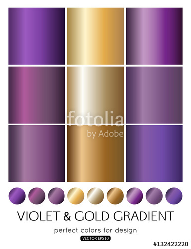 385x500 Set Of Violet And Gold Gradient. Vector Illustration. Stock Image