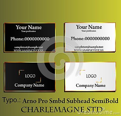 400x382 Elegant Black And White Business Card With Gold Gradient Frame