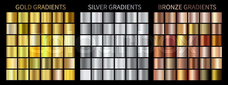 800x300 Gold, Silver, Bronze Gradients. Collection Of Vector Colorful