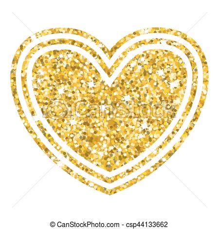 450x470 Gold Multiheart On White. Golden Heart. Gold Frame And A Heart For