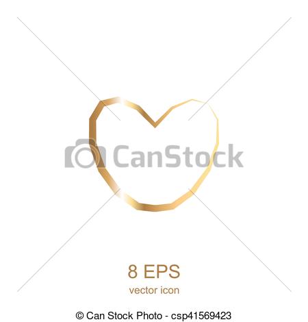 450x470 Golden Heart. Simple Gold Heart On A White Background.
