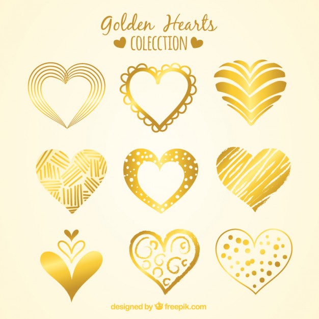 626x626 Sketches Golden Heart Types Pack Vector Premium Download