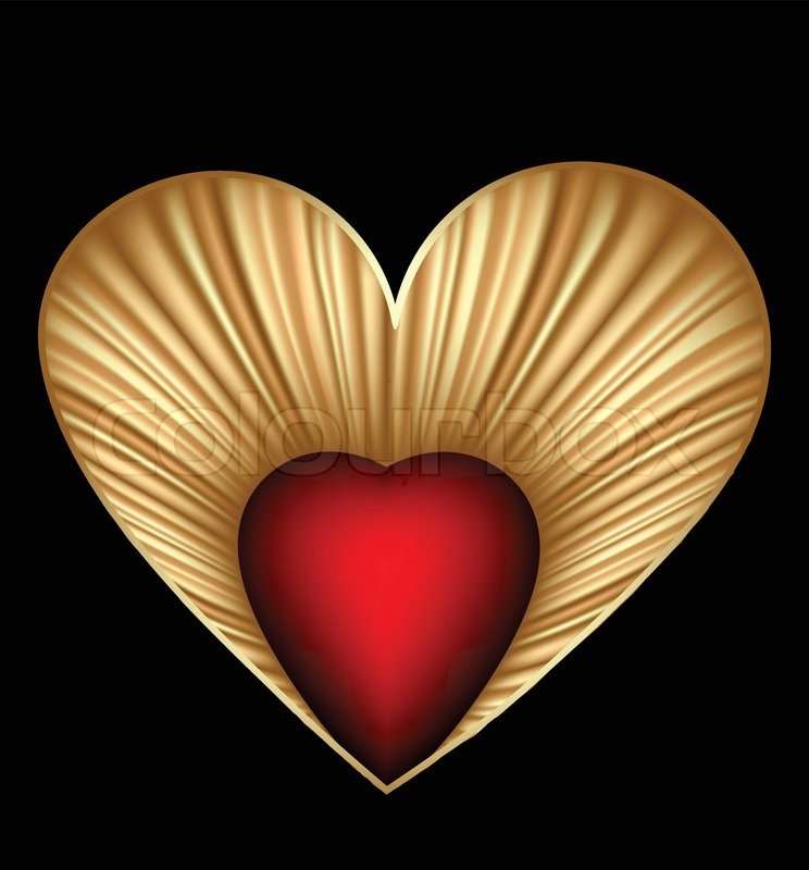 744x800 Valentine Day Card With Gold Heart Vector Stock Vector Colourbox